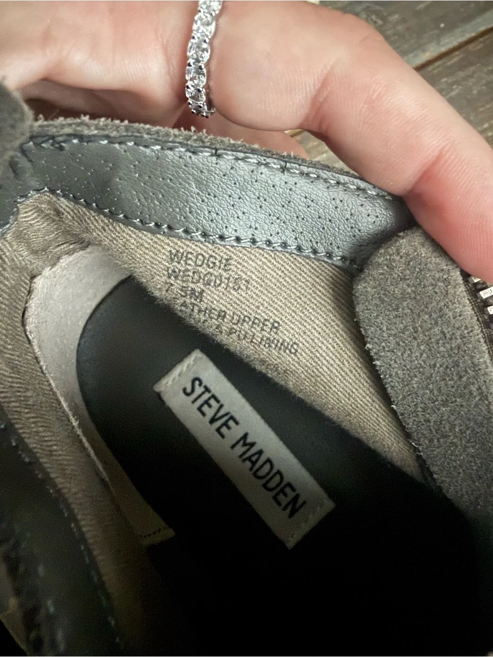 Steve Madden Dark Gray Suede Zip-Front Platform Booties